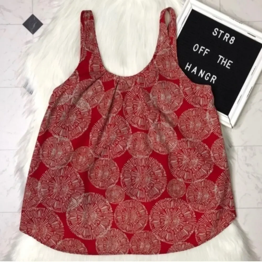 Audrey 3+1 red low high blouse zipper in back sz S - Picture 5 of 5